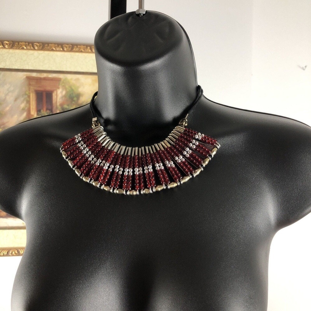 Vtg Beaded Choker/Necklace 15"+3" Women Stylish‎ Classic Christmas